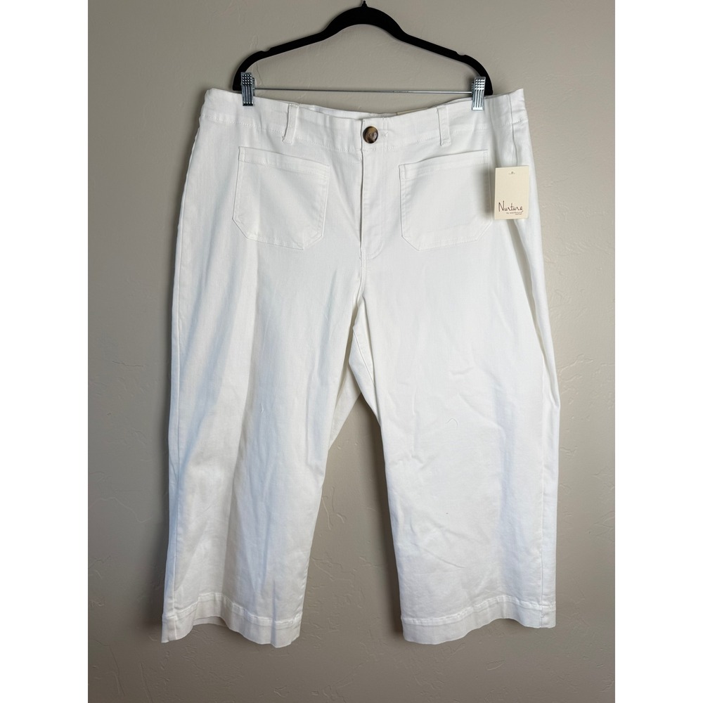 NWT Nurture by Westbound Plus Size White Patch Pocket Wide Leg Cropped Pants 22W